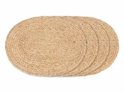 House Nordic 4 mesa ovalada en el yute trenzado 35 x 45 cm Marru00f3n New