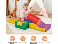 6 piezas de bloques de construcción gigantes blandos para patio de juegos, módulos para correr y trepar, PU - Naranja Outlet