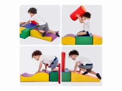 6 piezas de bloques de construcción gigantes blandos para patio de juegos, módulos para correr y trepar, PU - Naranja Outlet