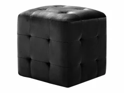 2 piezas Pufs 30 x 30 x 30 cm Tejido terciopelo Negro Best