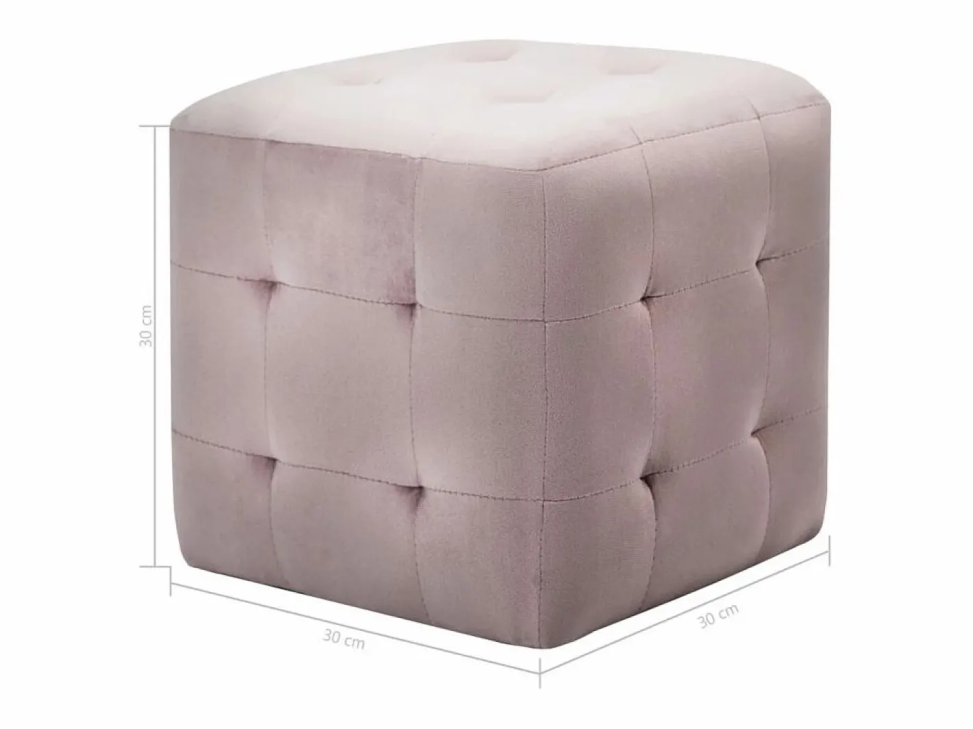 2 piezas Pufs 30 x 30 x 30 cm Tejido terciopelo Rosa New