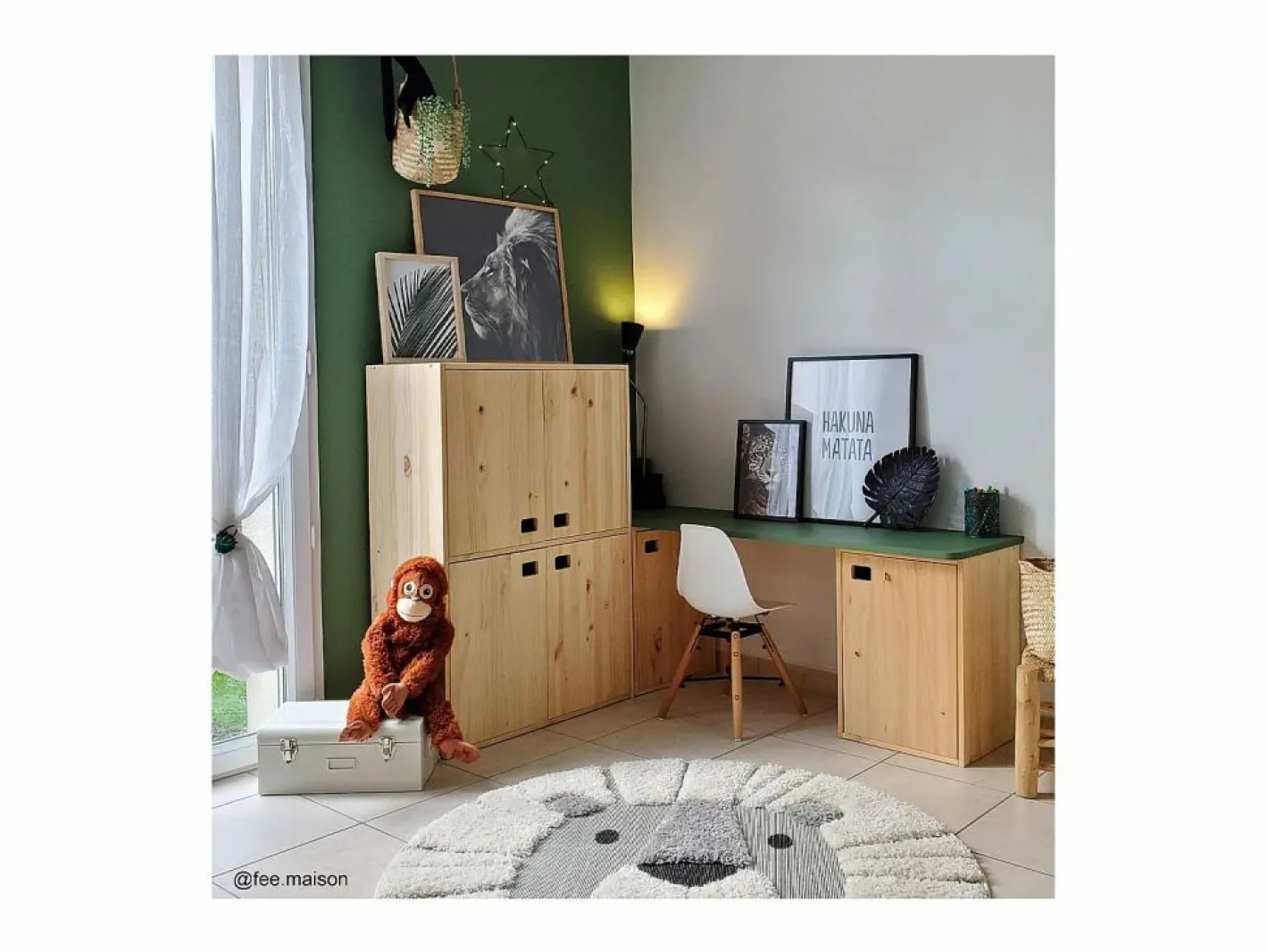 Calicosy Muebles Niño|1 puerta 2 estantes Armario de pino dinámico