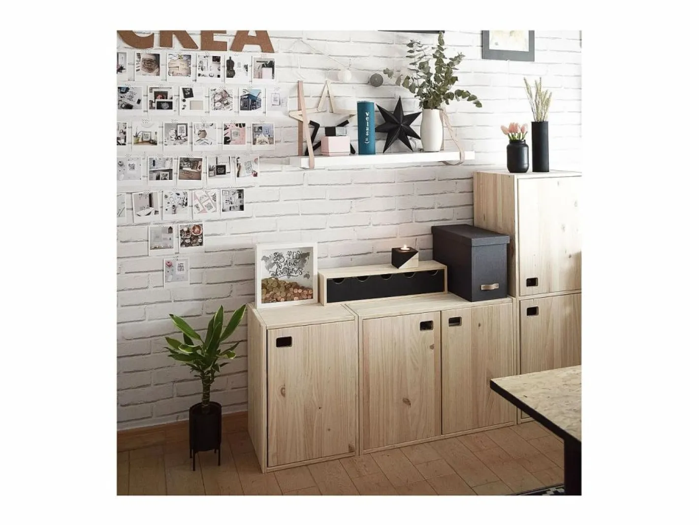 Calicosy Muebles Niño|1 puerta 2 estantes Armario de pino dinámico