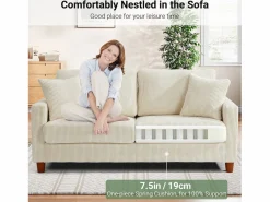 DripeX 2 -Seater Velvet Sofa, con 2 cojines, asientos profundos de 56 cm, 178x76x89cm, Beige Hot