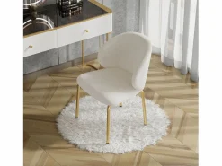 ModernLuxe Sillas Y Lotes De Sillas|1 Silla en tela chenille - patas de metal dorado - silla de tocador - silla de comedor -