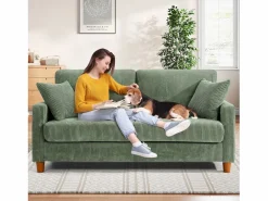 DripeX 2 -Sofá de terciopelo de 2 salas, con 2 cojines, 56 cm de asientos profundos, 178x76x89cm, Verde