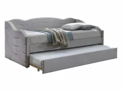 2 sofás cama extraíbles de 90 x 190 cm en terciopelo gris + colchón - LENVIA^Vente-unique Outlet