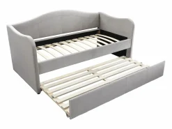 Vente-unique Cama Terciopelo|Cama Diván|2 sofás cama extraíbles de 90 x 190 cm en terciopelo + colchón MATHILDE