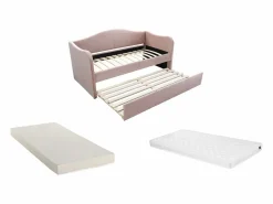 Vente-unique Cama Terciopelo|Cama Diván|2 sofás cama nido de 90 x 190 cm en terciopelo + colchón MATHILDE