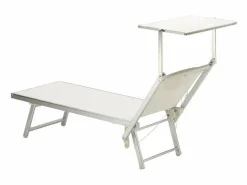Beach & Garden Tumbona|4 Tumbonas plegables de aluminio con parasol para playa - Santorini Stock -