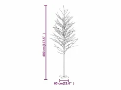 vidaxl Abedul artificial con 672 LEDs cálido 400 cm Blanco Hot