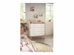 Sauthon Access guardería completa, cama de 120x60cm y cómoda - Roble Dorado Marru00f3n Sale