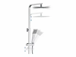 Aica columna de ducha termostática cuadrada 764-1184mm para baño Plateado