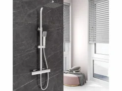 Aica Columna De Ducha|columna de ducha termostático en cromo y grifo de cocina con control de temperatura