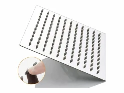 Aica columna de ducha termostática rociador grande cuadrado en cromo de acero inoxidable 80-120cm Plateado Clearance