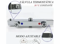 Aica columna de ducha termostática rociador grande cuadrado en cromo de acero inoxidable 80-120cm Plateado Clearance