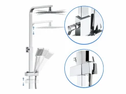 Aica Columna De Ducha|columna de ducha termostática cuadrada plata alcachofa de ducha con barra de acero inoxidable