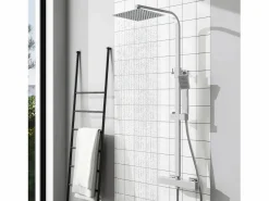 Aica columna de ducha termostático cromado y grifo de cocina con control de temperatura Plateado Best