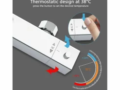 Aica columna de ducha termostático cromado y grifo de cocina con control de temperatura Plateado Best