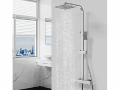 Aica columna de duchas en cromado y grifos de cocina en negro Plateado Online