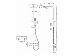 columna ducha mate con cuadrados termostato 38℃ barra 800-1200mm^Aica