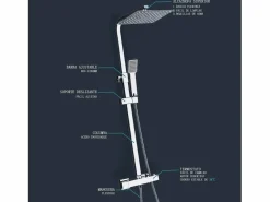 Aica Columna De Ducha|columna ducha termostática cuadrada 80-120cm alcachofa de baño grifería