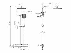Aica Columna De Ducha|columna ducha termostática cuadrada 80-120cm alcachofa de baño grifería