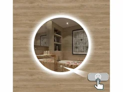 Accesorios De Cuarto De Baño|Espejo De Cuarto De Baño|AICA Espejo de baño con iluminación LED Espejo redondo,60 cm, antivaho, brillo ajustable, memoria de apagado