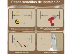 Accesorios De Cuarto De Baño|Espejo De Cuarto De Baño|AICA Espejo de baño con iluminación LED Espejo redondo,60 cm, antivaho, brillo ajustable, memoria de apagado