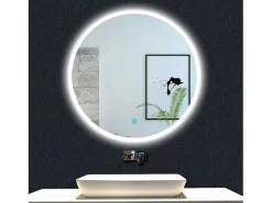 AICA Espejo de baño con iluminación LED Espejo redondo,60 cm, luz 3 colores, antivaho, brillo ajustable, memoria de apagado Transparente Online
