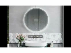 AICA Espejo de baño con iluminación LED Espejo redondo,70 cm, antivaho, brillo ajustable, memoria de apagado Transparente Clearance