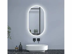 Aica Espejo de baño LED 500 x 900 mm, ovalado, antivaho, luminosidad regulable Transparente Hot