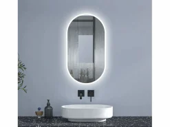Aica Espejo de baño LED 500 x 900 mm, ovalado, antivaho, luminosidad regulable Transparente Hot