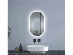 Aica Espejo de baño LED 450 x 750 mm, ovalado, antivaho, luminosidad regulable Transparente Best