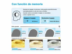 Aica Espejo de baño LED 500 x 1000 mm, ovalado, antivaho, luminosidad regulable Transparente Discount