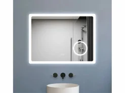 Aica Espejo de baño LED 80×60cm,Bluetooth,Espejo de aumento Transparente Outlet