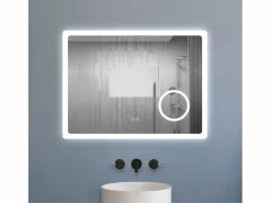 Aica Espejo de baño LED 80×60cm,Bluetooth,Espejo de aumento Transparente Outlet