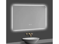 Aica Espejo de baño LED 80×60cm, antivaho, temperatura de tres colores regulable, función memoria Transparente Sale