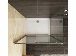 Aica Mampara De Ducha|Mampara de ducha corredera+panel lateral,vidrio templado 5mm,(1361-1401)x(680-700)x1850mm