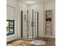 Aica Mampara de ducha cuadrada plegable vidrio easyclean 5mm,(780-800)x(780-800)x1900mm Transparente Online