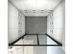 Aica Mampara de Ducha Frontal Abatible Giratoria Perfil Negro Mate Vidrio Antical 6mm (790-815)x1850mm Transparente Hot