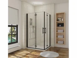 Aica Mampara de ducha rectangular plegable vidrio easyclean 5mm,(880-900)x(980-1000)x1900mm Transparente