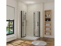 Aica Mampara de ducha rectangular plegable vidrio easyclean 5mm,(880-900)x(980-1000)x1900mm Transparente