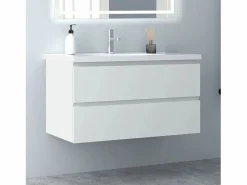 Aica Mueble de baño con lavabo, mate, 99 x 44,5 x 52 cm Blanco Clearance