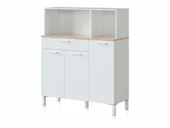 duehome Alacena cocina Colin 3 Puertas Blanco Artik (Blanco Mate) - Roble Canadian Color natural claro Hot