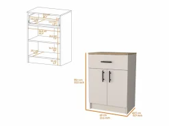 TuHome Alacena Mayorca en melamina con 2 puertas , 2 estantes y cajon con rieles metalicos , Blanco / Beige , 85.1 cm X 60 cm X 40.5 cm Multicolor