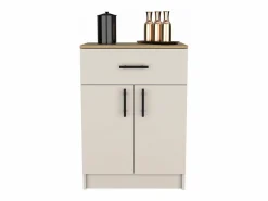 TuHome Alacena Mayorca en melamina con 2 puertas , 2 estantes y cajon con rieles metalicos , Blanco / Beige , 85.1 cm X 60 cm X 40.5 cm Multicolor