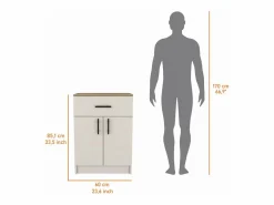 TuHome Alacena Mayorca en melamina con 2 puertas , 2 estantes y cajon con rieles metalicos , Blanco / Beige , 85.1 cm X 60 cm X 40.5 cm Multicolor