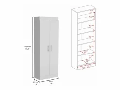 TuHome Alacena Nepal en melamina con 2 puertas y 5 estantes , , 169.9 cm X 60 cm X 30.3 cm Blanco Discount