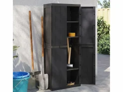 Garden Furniture Alavieska Armario de almacenaje exterior PP 65x37x165 cm Negro Hot